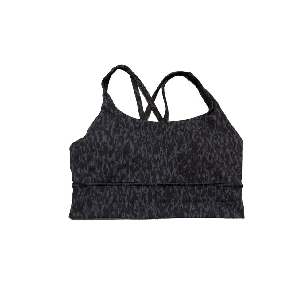 Lululemon Energy Bra Long Line *Medium Support Wild Thing Camo Deep Coal Size 6 - Picture 3 of 8